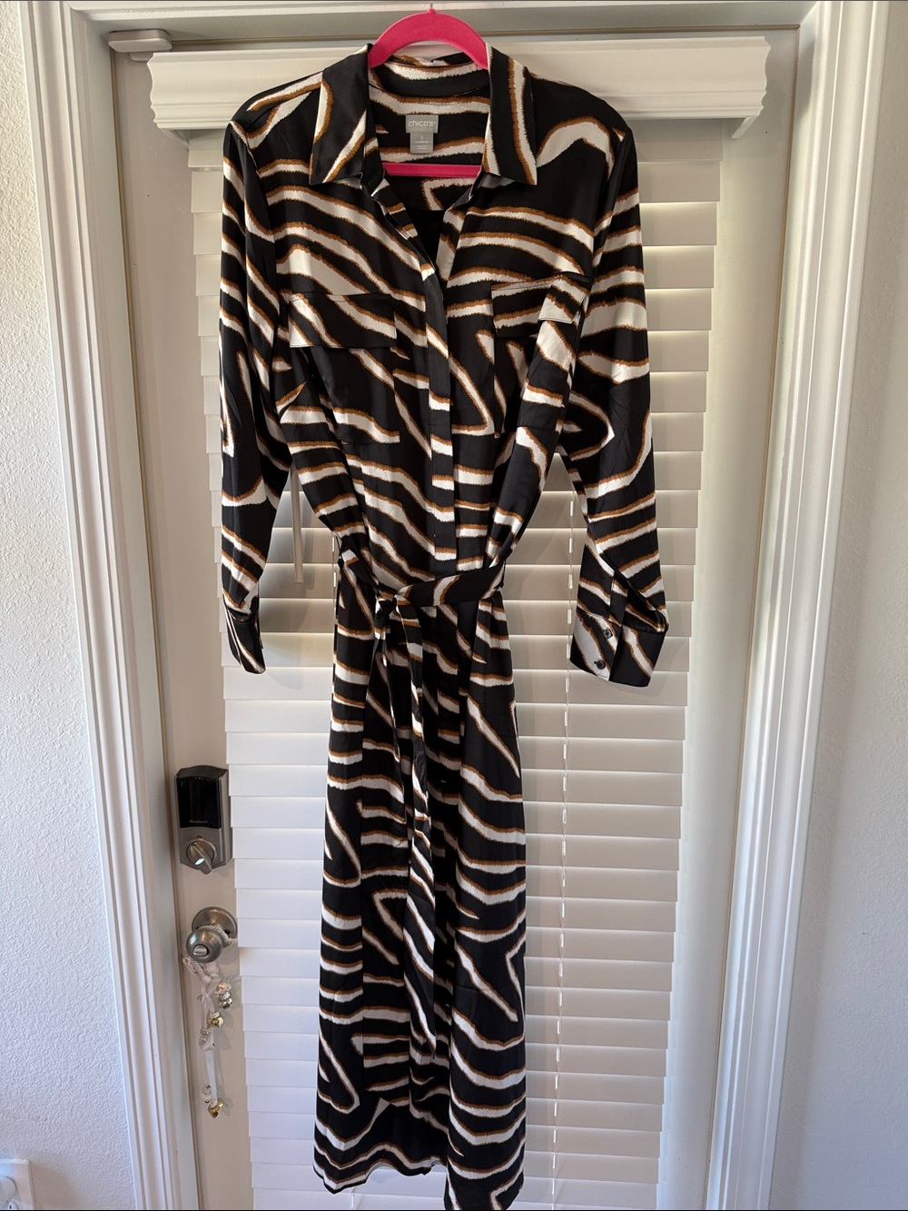 Classic Black & Cream Zebra-Print Shirt Dress